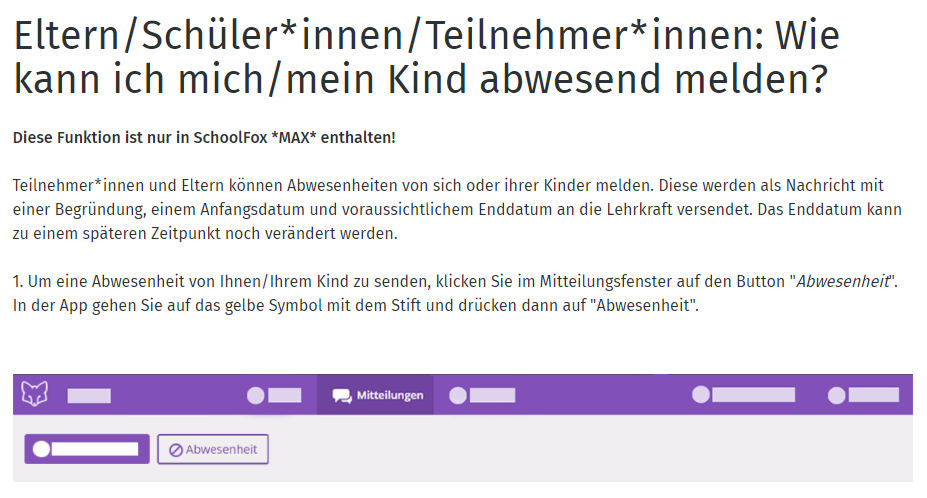 schoolfox abwesenheit
